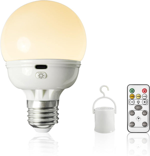 Rechargeable Light Bulbs, Battery Operated Light Bulb with Remote E26 LED Emergency