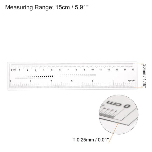 Film Flexible Ruler 6 Inch 0.1mm Scale PET Plastic Covered Thickened Folding Straight Ruler Calibration Soft Ruler Measuring Tool for Factory, Transparent