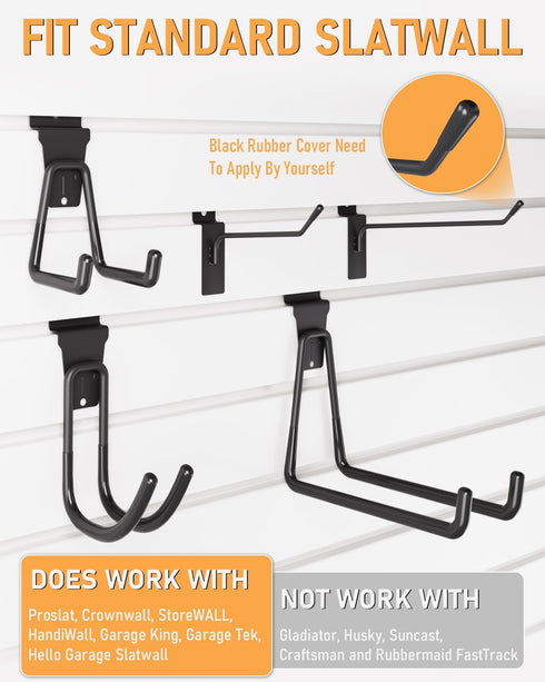 INCLY 36 Pack Heavy Duty Slatwall Hooks, Black Slatwall Panel Accessories for Garages, Retail Stores