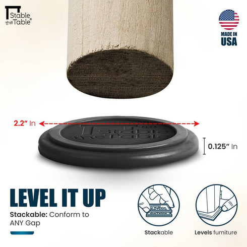Table-12 Pack-Walnut Stable The Round, Furniture Leveler & Riser, Anti-Slip Sofa Gripper for Hardwood Floors, Floor