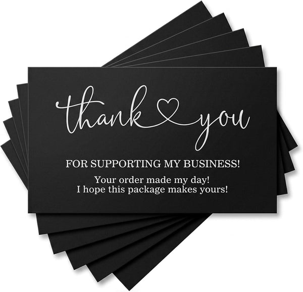 LIGHUFEIC 160 PCS Black Thank You for Supporting My Small Business Cards, Small