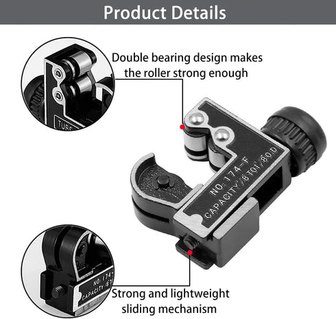 Pipe Tubing Cutter Tool, 1/8 to 1-1/8 Inch Mini Pipe Cutter for Copper, Stainless Steel, Brass, PVC