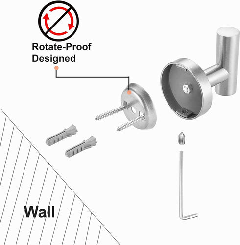 304 Closet Nickel,6Pack Nolimas Bathroom Towel Hooks SUS Stainless Steel Coat Hook Round Clothes Towel Coat Robe Hook