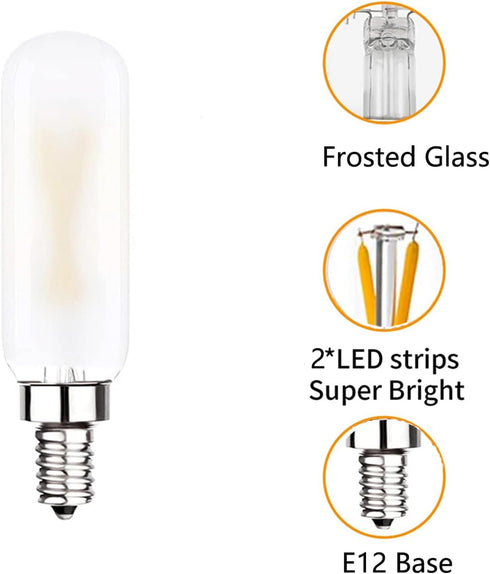 Dimmable T6 LED Bulb 25W, E12 Edison Light Bulbs, Soft White 3000K, T25 Mini Tubular Frosted Glass, 12 Pack