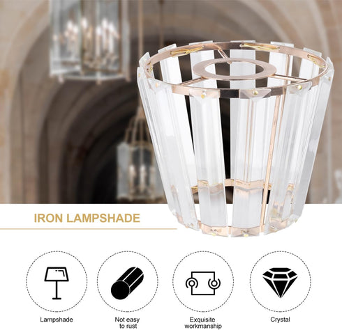 DOITOOL Small Crystal Lamp Shade for Ceiling Light, Wall Lamp, Chandelier - Vintage Golden Pendant Lichtabdeckung