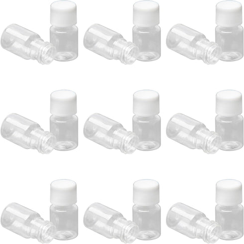 Othmro 100Pcs 5ml Plastic Bottles, Wide Mouth Laboratory Reagent Polyethylene Bottle for Food Store, Transparent Liquid