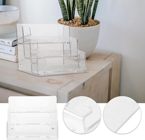 SEWACC Business Card Holder, Acrylic 3 Tier Organizer Box for Cards, Desk Organizers