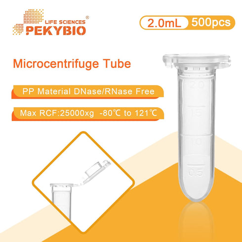 2.0ml Microcentrifuge Tubes, Disposable Polypropylene Lab Test Tube, Clear Plastic Graduated Eppendorf, Pack of 500Pcs
