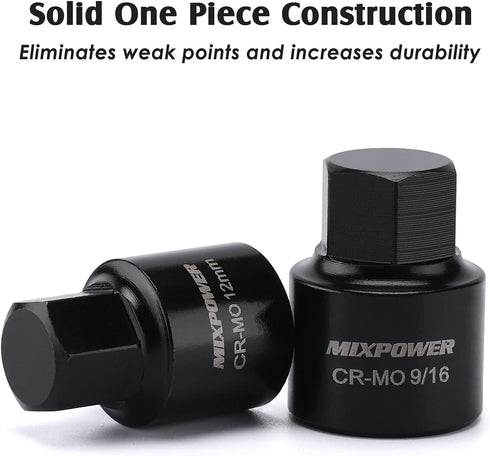 3/8-Inch Set, 16-Piece, 1/4 Inch 3/4 Inch, 6mm 19mm, MIXPOWER Drive Low Profile Impact Hex Driver SAE/Metric, Hex,