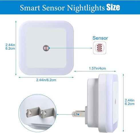 12 Pack Hortsun LED Night Lights Plug into Wall with Smart Dark Sensor Automatic Hallway Plug in Lights for Bedroom