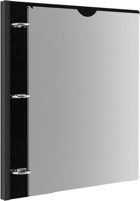 Telescoping 3 Ring Binder with Customizable Front Cover - 1 PCS, Flexible Round Binder Holds 8.5x11 inch Paper - Black
