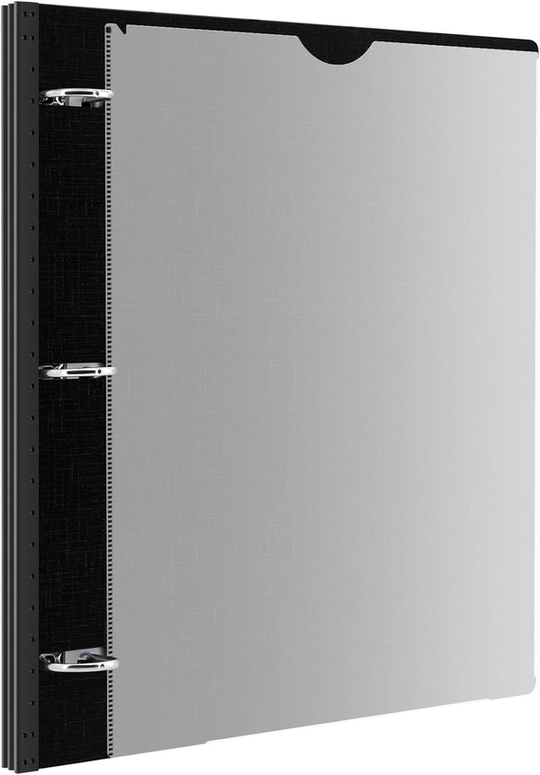 Telescoping 3 Ring Binder with Customizable Front Cover - 1 PCS, Flexible Round Binder Holds 8.5x11 inch Paper - Black