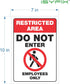 iSYFIX Restricted Area Stickers – 2 Pack 10x7 Inch – Do Not Enter, Employees Only Signs