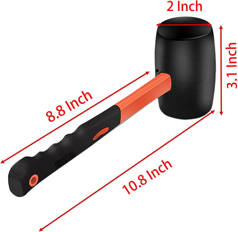 12 Oz Rubber Mallet Hammer with Shock-absorbing Handle for Floor Installation, Camping, Tent Stakes, Home Decoration