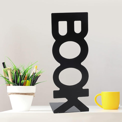Akozon 1Pair 208mm (208mm Book Characters Metal Bookends for Desk Organizer - Sturdy Book Stand for School, Home