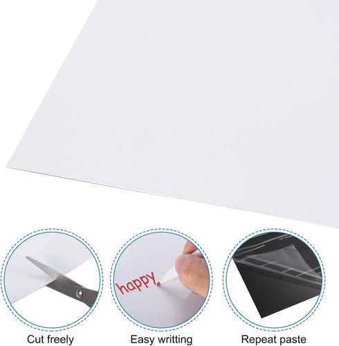 PATIKIL Self Adhesive Dry Erase Board Paper, 6 Pcs 12" x 8" Peel and Stick Whiteboard for Fridge, Office, Wall