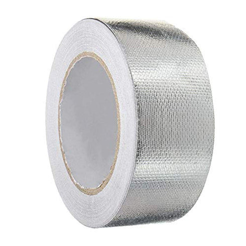 Glass Fiber Cloth Aluminum Foil Tape, HAOT Fireproof Self-Adhesive Tape, 2" x 82' Roll, Silver