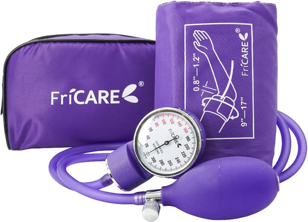 FriCARE Manual Blood Pressure Cuff Kit for Nursing Students, Sphygmomanometer for Home Health Use, XL, Purple