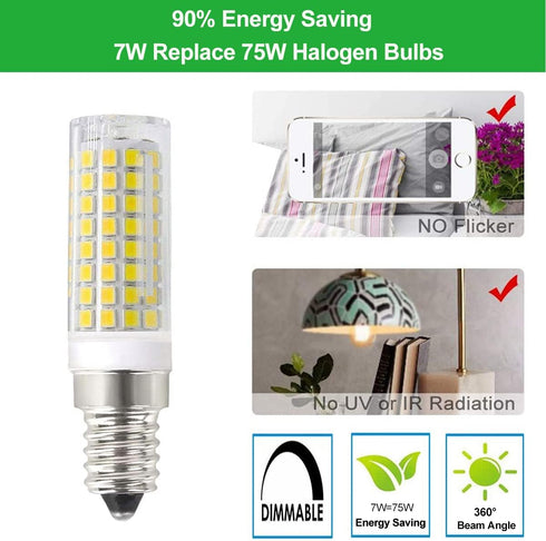SZHZS E14 Dimmable Bulb Bulbs, E14 7W 75 Bulbs 6000K AC110V-120V LED Cooker Hood Range Hood Light Base Equivalent