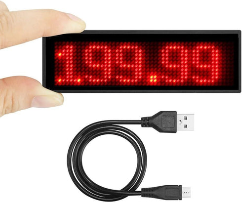 OUHL LED Name Tag, Upgraded Rechargeable Scrolling Mini LED Badge, Programmable Business Badges with Magnet/Pin (Red)