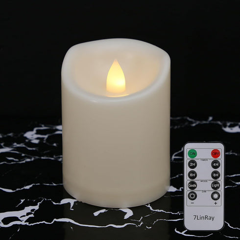 3" x 4" Single Flickering Flameless Candles with Remote and Timers, Waterproof