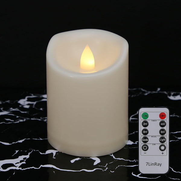 3" x 4" Single Flickering Flameless Candles with Remote and Timers, Waterproof