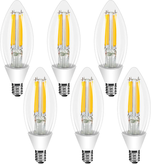Ganiude E12 Dusk to Dawn Light Bulbs, 5W 60W Equivalent, 2700K Warm White, Photocell Sensor, 6 Pack