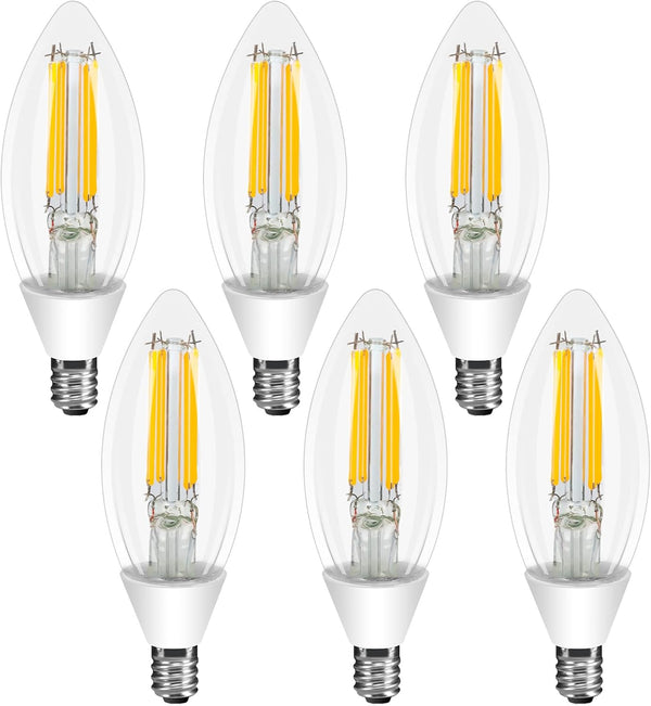 Ganiude E12 Dusk to Dawn Light Bulbs, 5W 60W Equivalent, 2700K Warm White, Photocell Sensor, 6 Pack