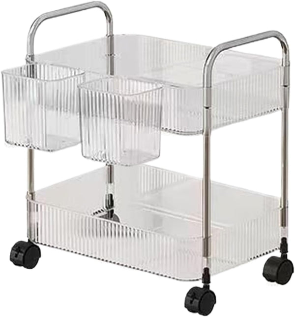 Generic Carts with Wheels - Clear Modern Rolling Utility Tech Station, Multi Layer