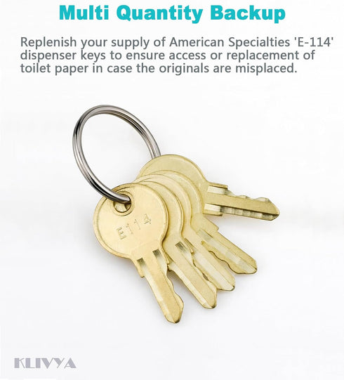E114 E-114 Replacement,Pack 5 2Pcs Keys for / Toilet Paper Dispenser, Paper Towel, Toilet Tissue & Soap Dispensers Key