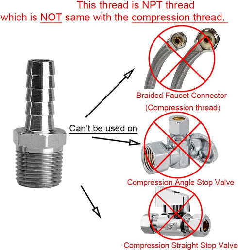 Beduan Stainless Steel 3/8" Hose Barb to 3/8" Male NPT Home Brew Fitting Water Fuel Air (Pack of 5)