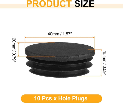 10Pcs 40x20mm uxcell Plastic Hole Plugs, Olive Shape Pipe Tubing End Cap, Pipe Tube Insert Cap, Table Chair Leg Hole