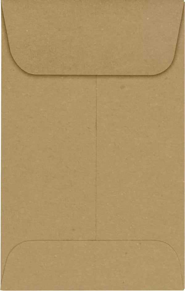 LUXPaper #1 Coin Envelopes, 2 1/4" x 3 1/2", Grocery Bag Brown, 50 Qty, 70lb. Text