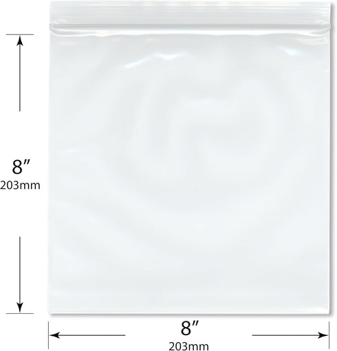 Plymor 8" x 8" Reclosable Plastic Bags, Pack of 100, 6 Mil Industrial Duty