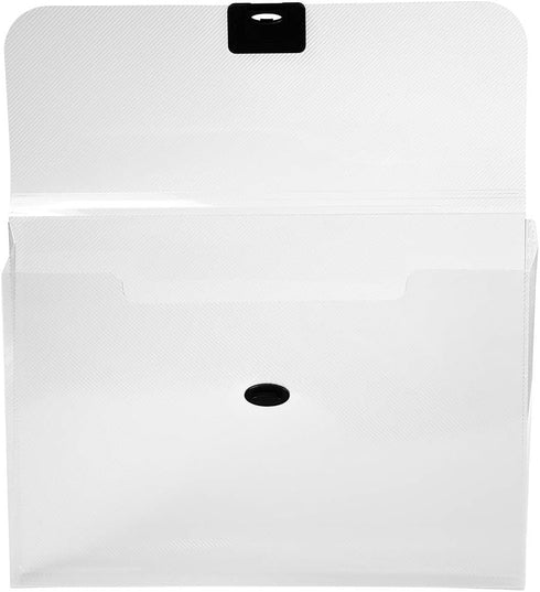 JAM PAPER Plastic Box Portfolio with Center Buckle - 9 1/2 x 13 1/4 x 1 1/8 - Clear - Sold Individually by JAM Paper