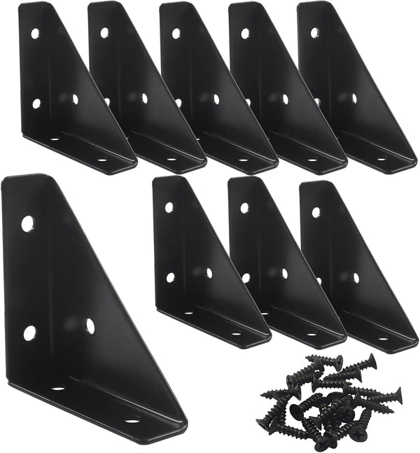 BokWin 8 Pack Metal Triangle Corner Shelf BracketsCorner Brace Brackets 66mm x 66mm