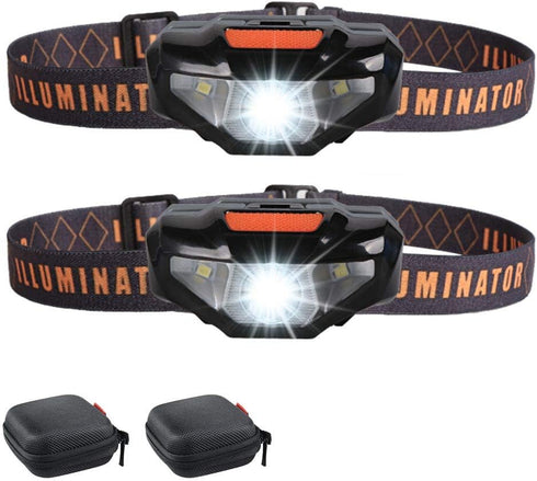 COSOOS 2 LED Headlamps Flashlights with Portable Cases, Mini Bright Waterproof Head Lamps for Camping, Hiking, Night