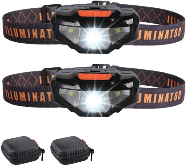 COSOOS 2 LED Headlamps Flashlights with Portable Cases, Mini Bright Waterproof Head Lamps for Camping, Hiking, Night