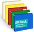 HERKKA 60 Pack Extra Capacity Hanging File Folders, Reinforced Letter Size, 1 Inch Expansion, Adjustable Tabs, Assorted