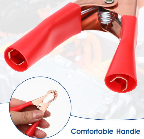 4 Pcs Insulated Alligator Clips, 50A Heavy Duty Clamps, Black Red Boot for Automotive Battery Testing