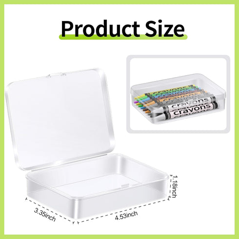BeapTcely 30 Pcs Plastic Crayon Box with Hinged Lid Clear Storage Containers Crayon Case for School Classroom Supplies