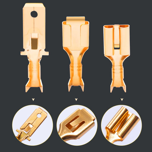 Twidec 150PCS 6.3mm Male Female Spade Connector, Quick Splice Crimp Terminals for Electrical Wiring