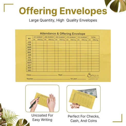Church Offering Envelopes for Tithes and Offering, Swanson Christian Products (10, ATTENDANCE AND OFFERING)