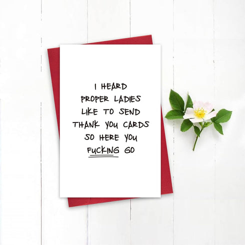 Leinessy Funny Thank You Card for Men Women, Hilarious Thanks Card from Bestie, I Heard Proper Ladies Like to Send