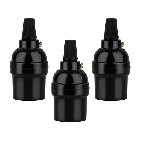 Keyless Medium Base Vintage Socket,Black Bakelite Socket E26/E27 Vintage Screw Bulbs Edison