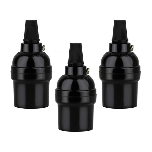 Keyless Medium Base Vintage Socket,Black Bakelite Socket E26/E27 Vintage Screw Bulbs Edison