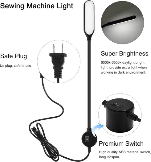 Magnetic Work Light, LED Machine Light with Flexible Gooseneck Multi-Purpose for Workbench, Lathe, Drill Press