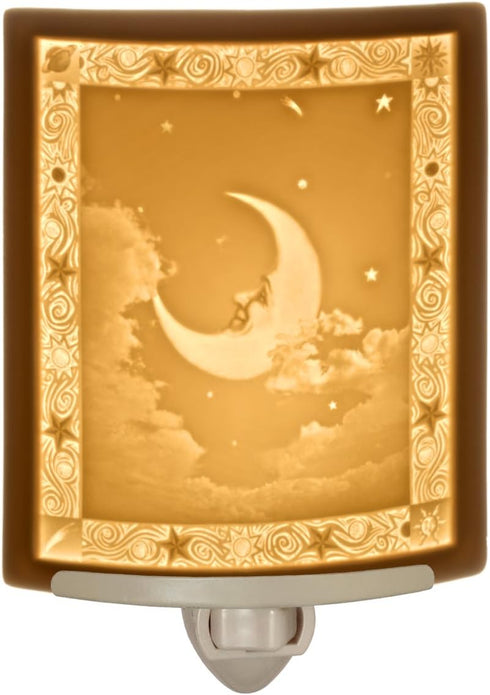 The Porcelain Garden Man in The Moon - Translucent Porcelain Lithophane Night