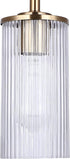 1 Canarm Kinslea Light Pendant Light, Gold Finish with Ribbed Glass Shade, Adjustable Black Cord, Contemporary Lighting