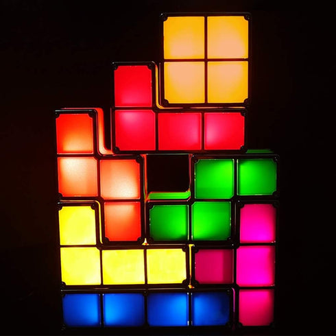 7 3D 7 PCS Stackable Night Light Puzzles Toy Colors Magic Blocks Induction Interlocking LED Novelty Desk Lamp Lighting